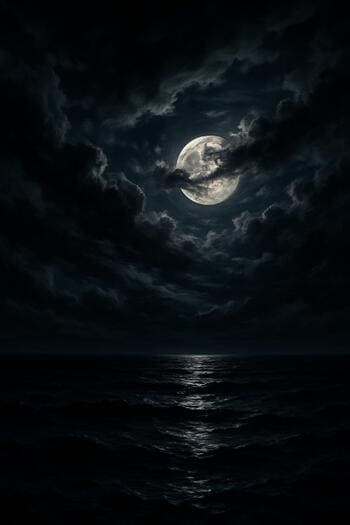 Облака и луна над ночной водой