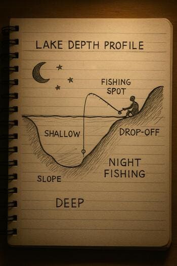 Схематичный профиль ночного водоёма с отмеченной бровкой