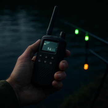 Проверка связи по рации и телефону перед ночной рыбалкой